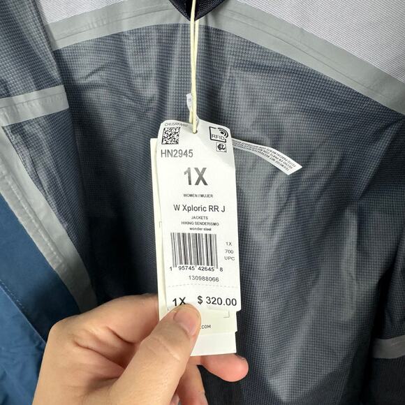 Adidas Plus Size Blue Terrex Xploric RAIN.RDY Hiking Jacket Size 1X - Picture 15 of 15